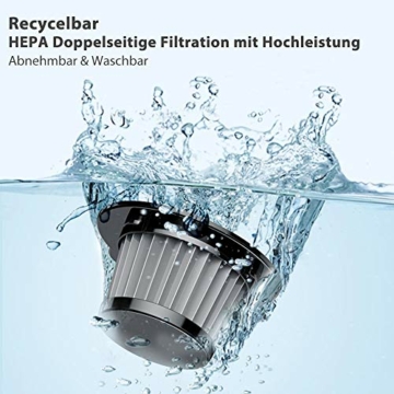 DOFLY Kabelloser Handstaubsauger, 8500PA Saugleistung Handsauger, Wiederaufladbarer Akku Staubsauger mit Waschbarem Filter, Nass & Trocken Autostaubsauger mit LED-Licht (Schwarz & Golden) - 3